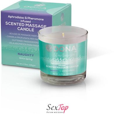 Масажна свічка DONA Scented Massage Candle Sinful Spring NAUGHTY (135гр) з афродизіаками феромонами SO1534 фото